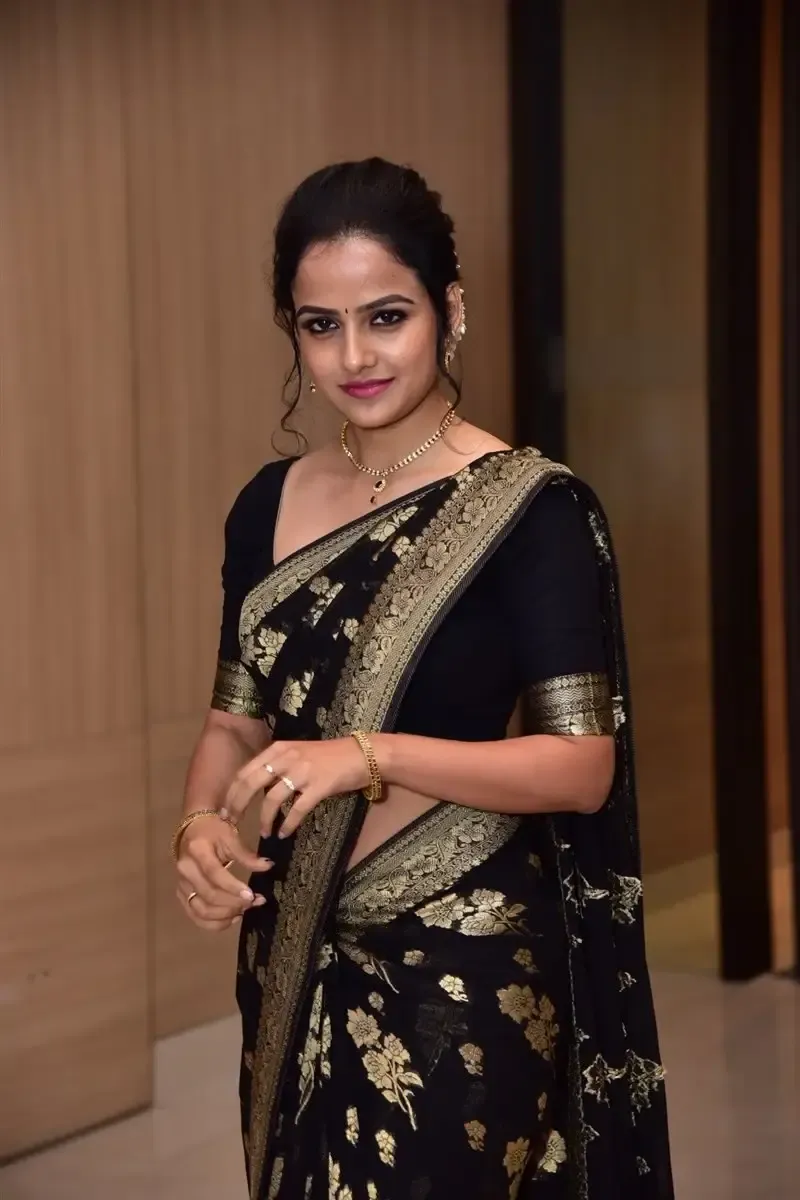 Actress Vaishnavi Chaitanya in Black Saree at Baby Movie Celebrations